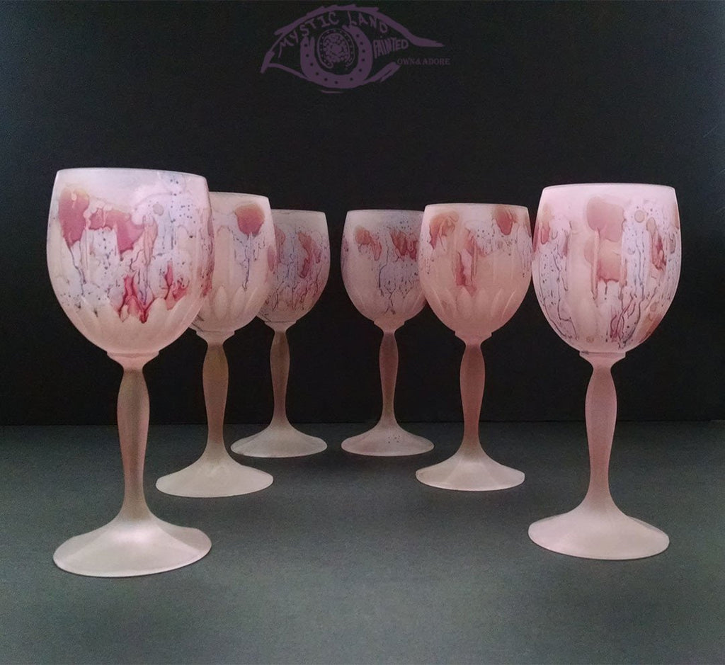 Frosted Love Fever Cocktail Glasses _ Set of 2 - Fancy Retro Stemware Glass
